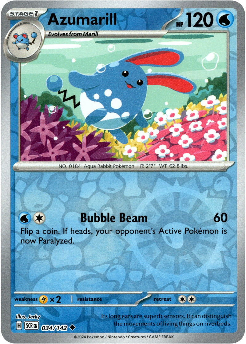 034/142 Azumarill Uncommon Reverse Holo Stellar Crown