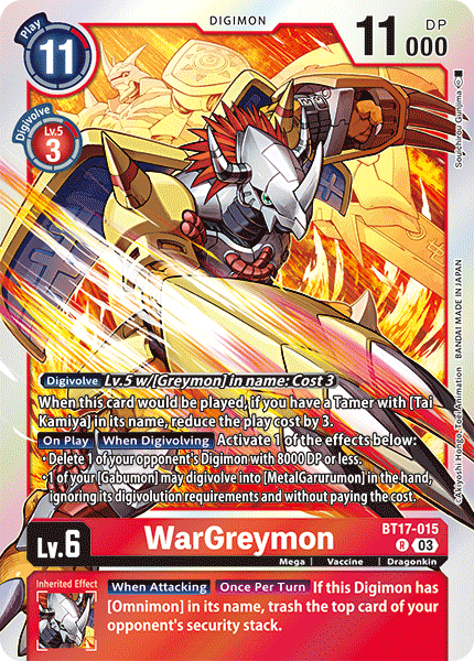 BT17-015 WarGreymon Rare