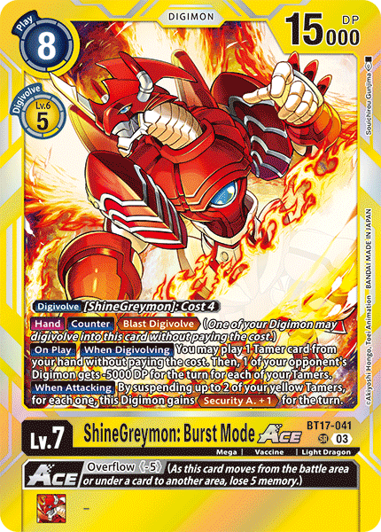 BT17-041 ShineGreymon: Burst Mode ACE Super Rare