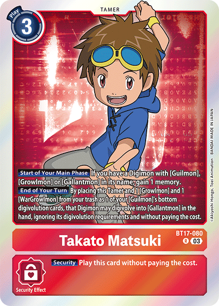 BT17-080 Takato Matsuki Rare