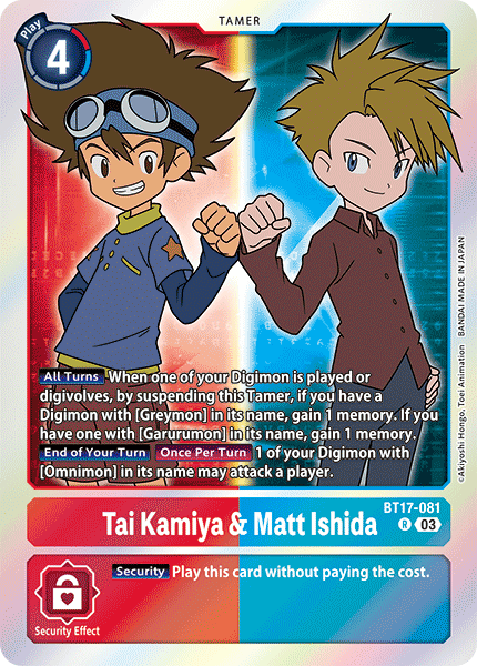 BT17-081 Tai Kamiya & Matt Ishida Rare