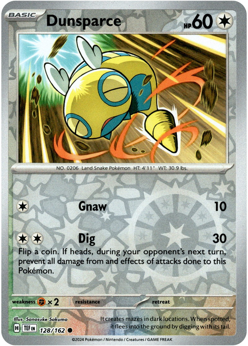 128/162 Dunsparce Common Reverse Holo Temporal Forces