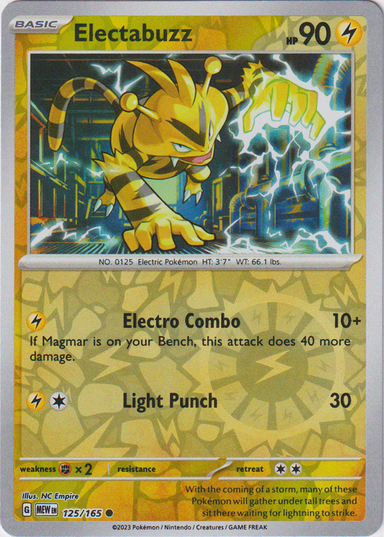 125/165 Electabuzz Common Reverse Holo Scarlet & Violet 151