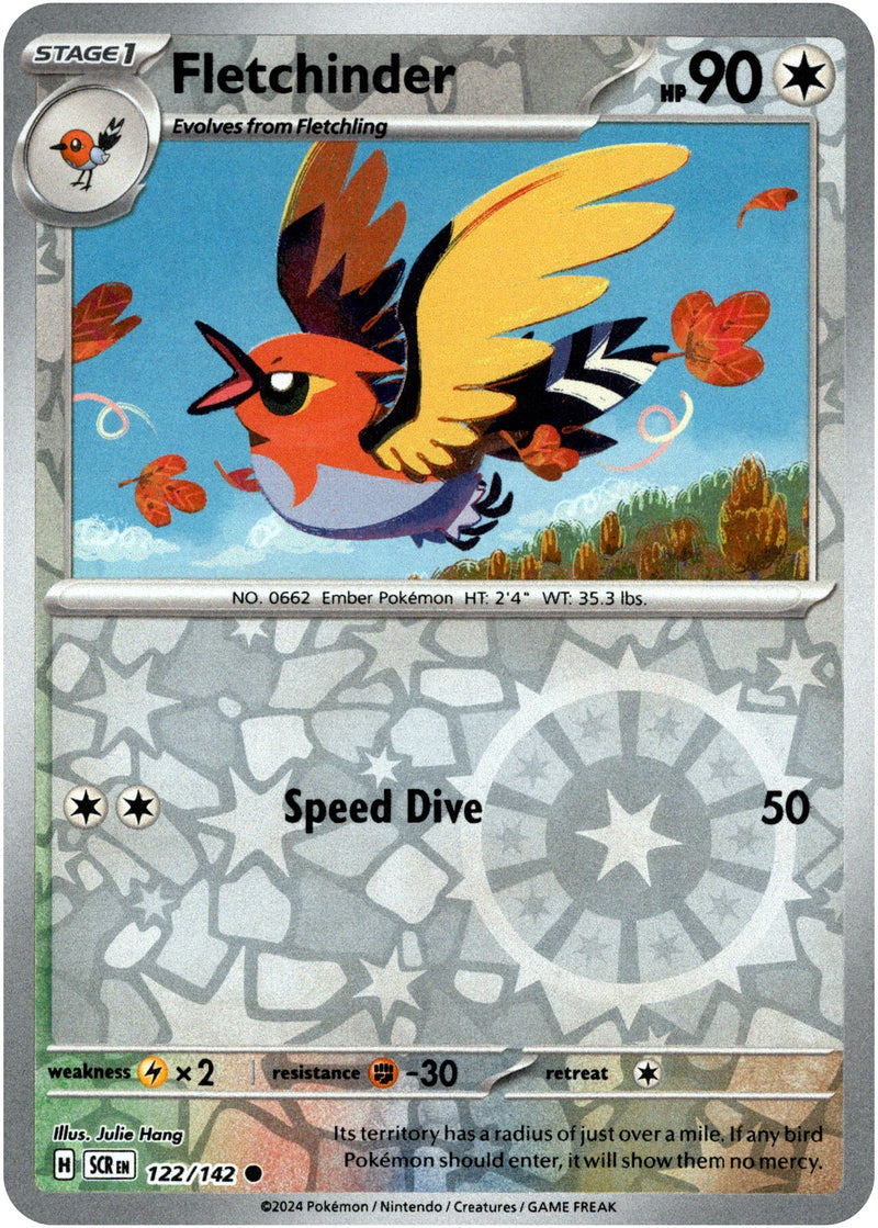 122/142 Fletchinder Common Reverse Holo Stellar Crown