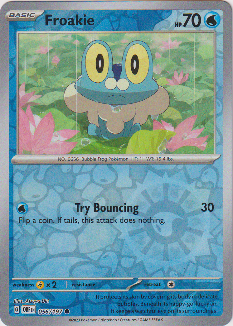 056/197 Froakie Common Reverse Holo Obsidian Flames