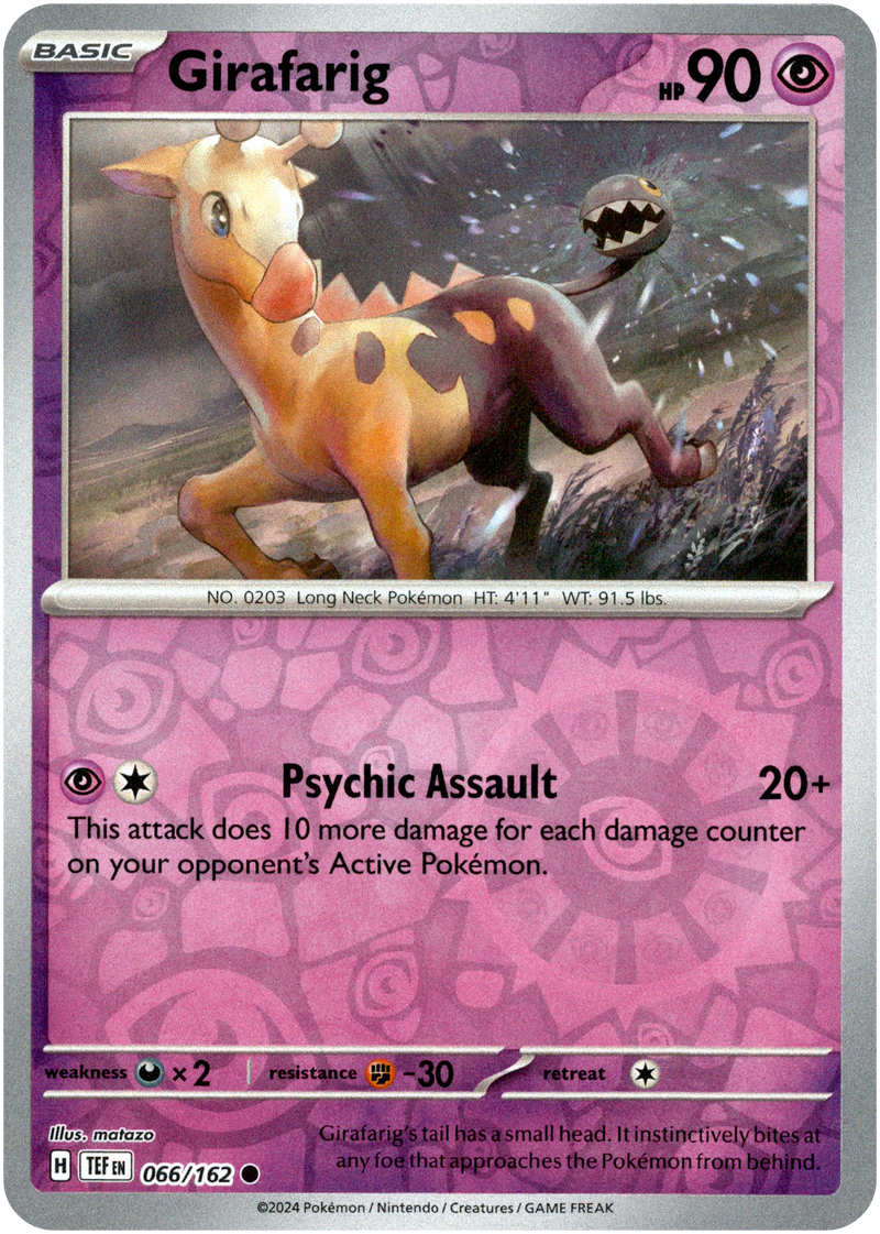 066/162 Girafarig Common Reverse Holo Temporal Forces