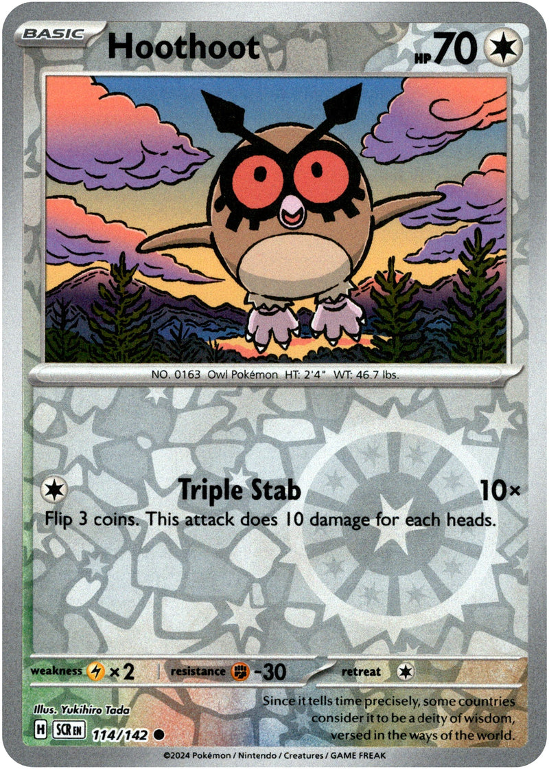 114/142 Hoothoot Common Reverse Holo Stellar Crown