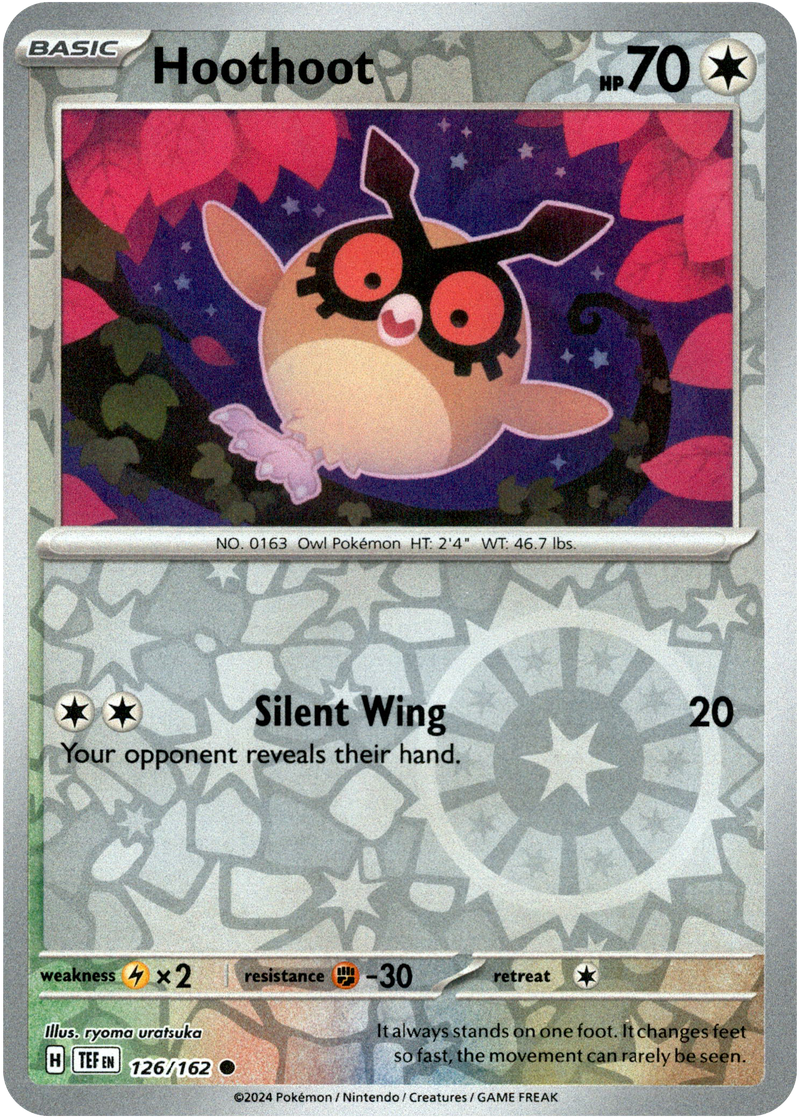 126/162 Hoothoot Common Reverse Holo Temporal Forces