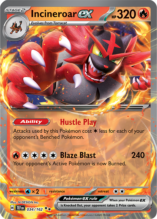 034/162 Incineroar EX Temporal Forces