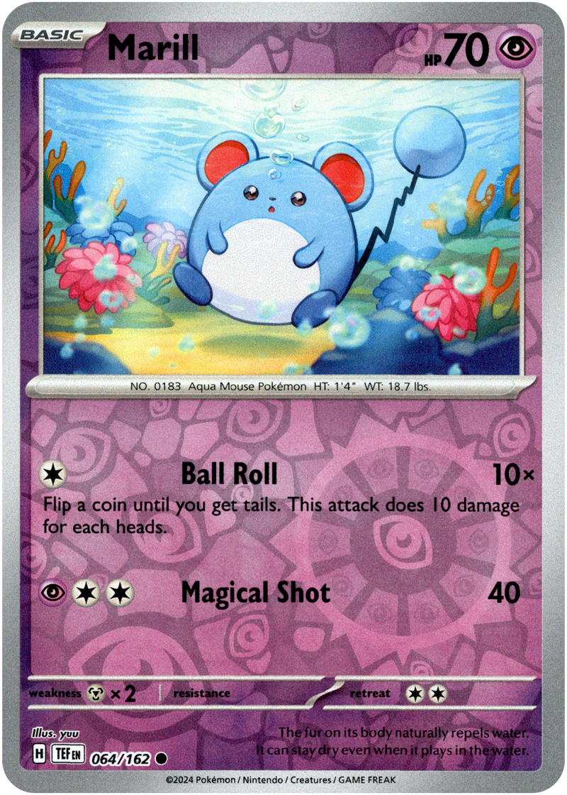 064/162 Marill Common Reverse Holo Temporal Forces