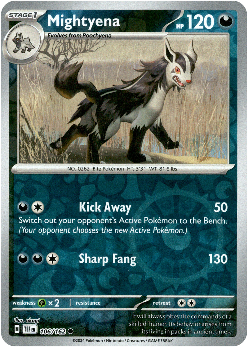 106/162 Mightyena Common Reverse Holo Temporal Forces