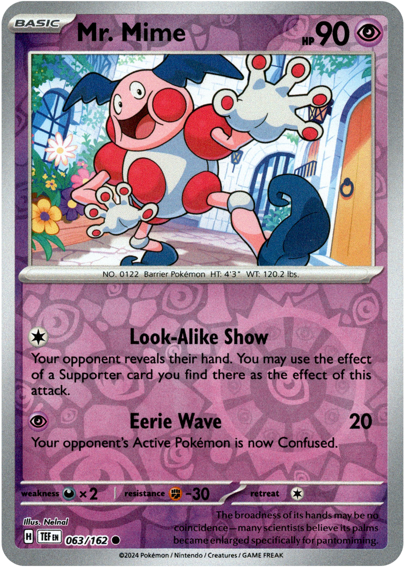 063/162 Mr. Mime Common Reverse Holo Temporal Forces