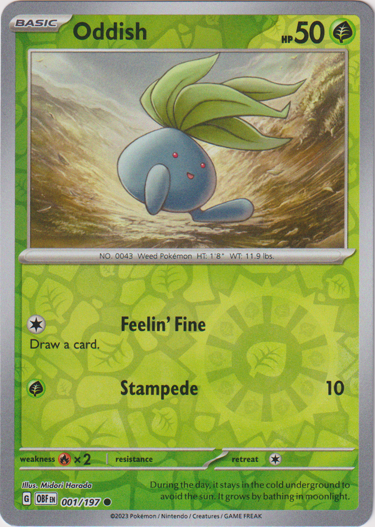 001/197 Oddish Common Reverse Holo Obsidian Flames