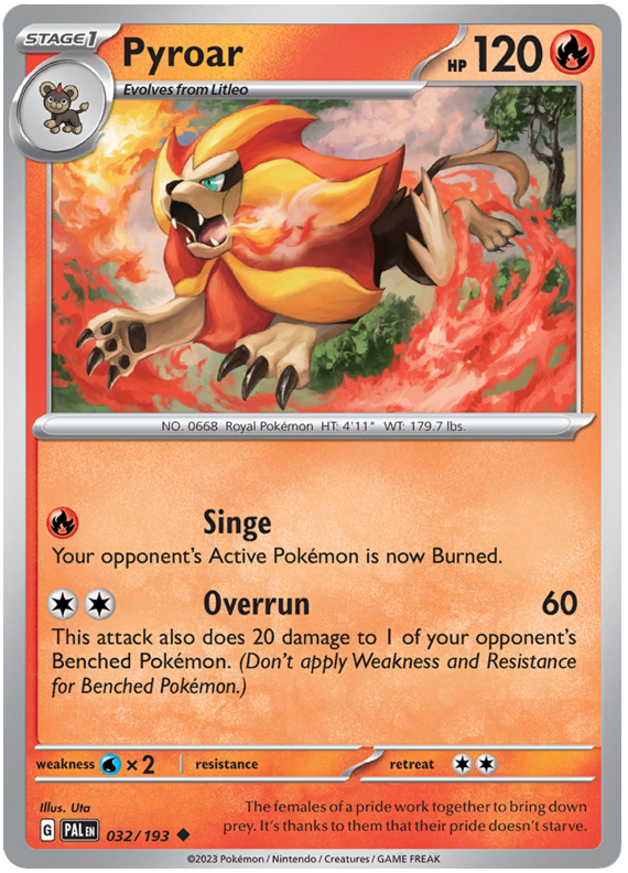 032/193 Pyroar Uncommon Paldea Evolved