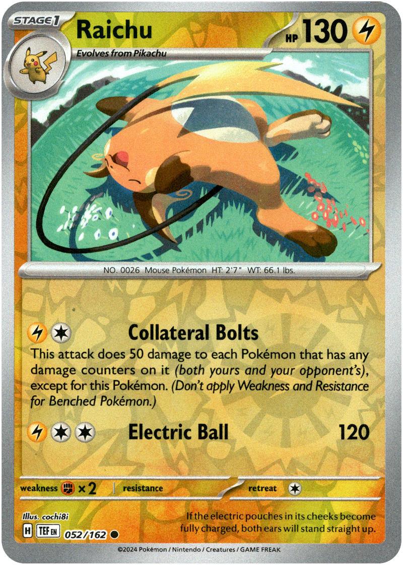 052/162 Raichu Common Reverse Holo Temporal Forces