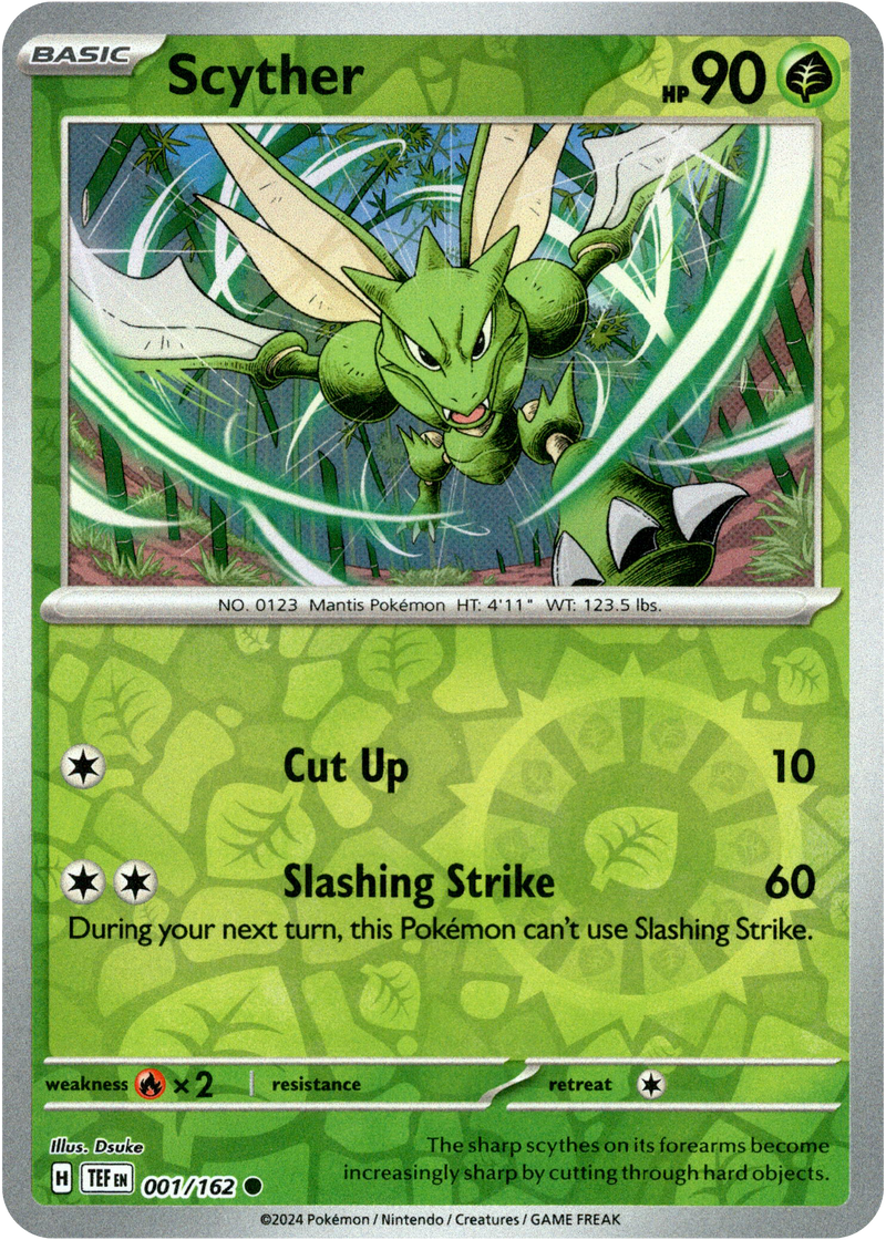 001/162 Scyther Common Reverse Holo Temporal Forces