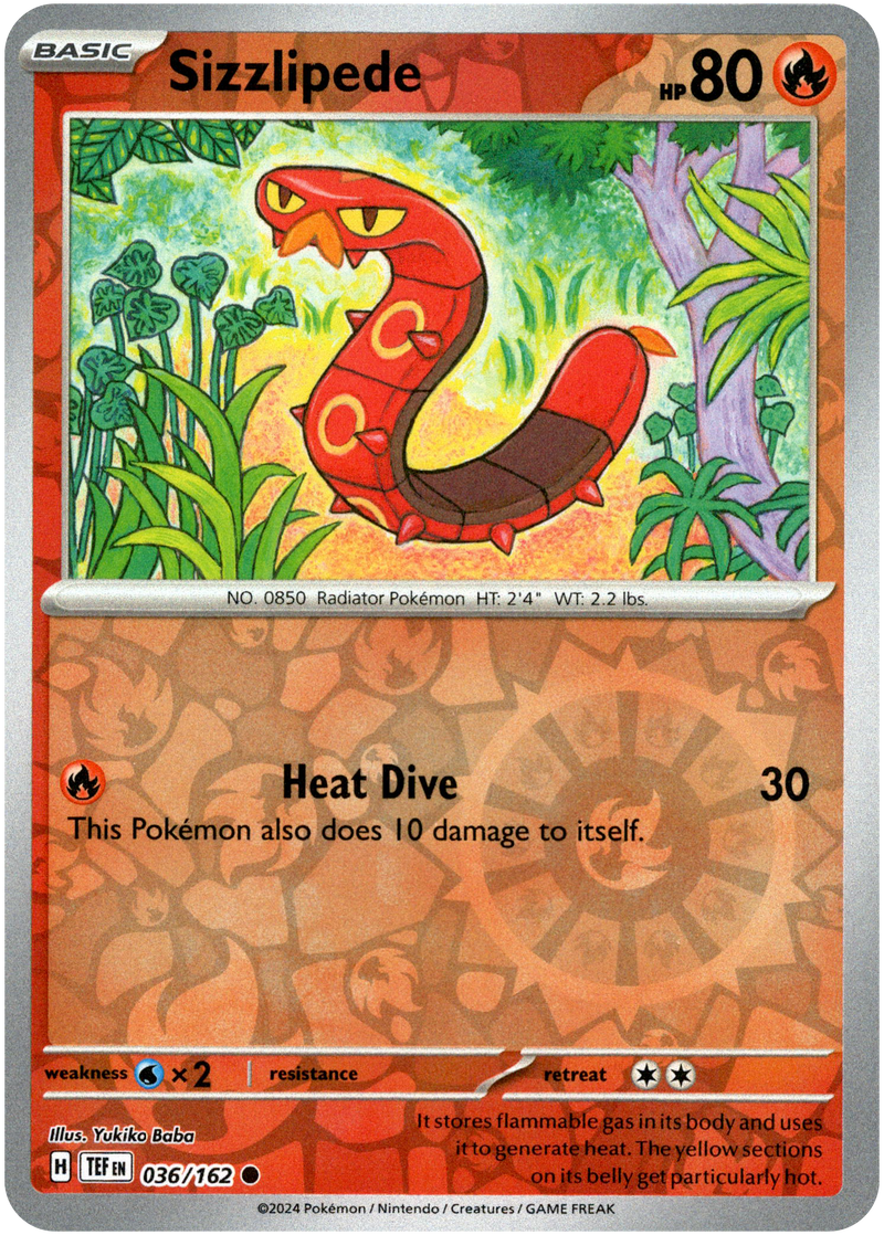 036/162 Sizzlipede Common Reverse Holo Temporal Forces