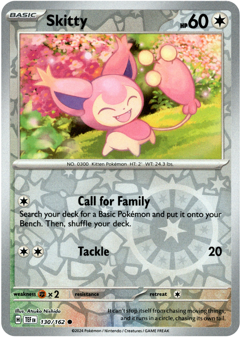 130/162 Skitty Common Reverse Holo Temporal Forces