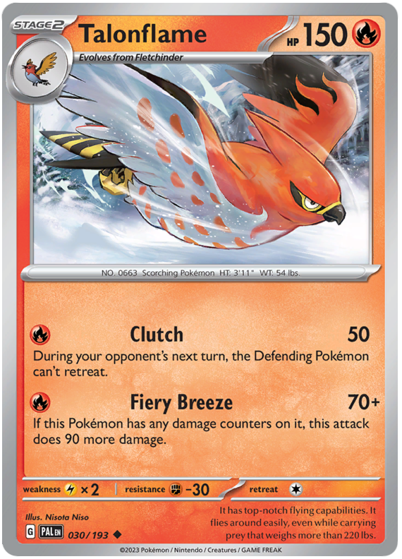 030/193 Talonflame Uncommon Paldea Evolved