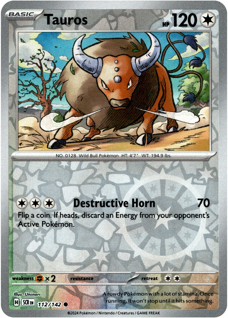 112/142 Tauros Common Reverse Holo Stellar Crown