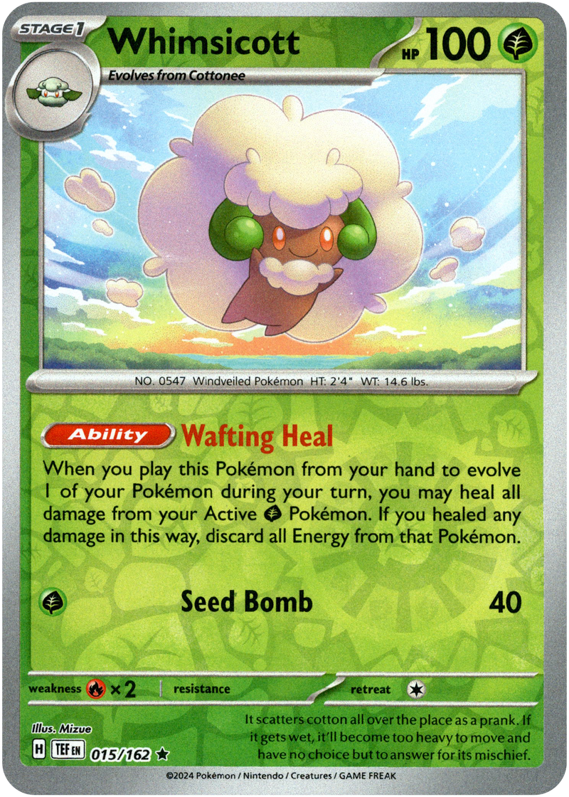 015/162 Whimsicott Rare Reverse Holo Temporal Forces