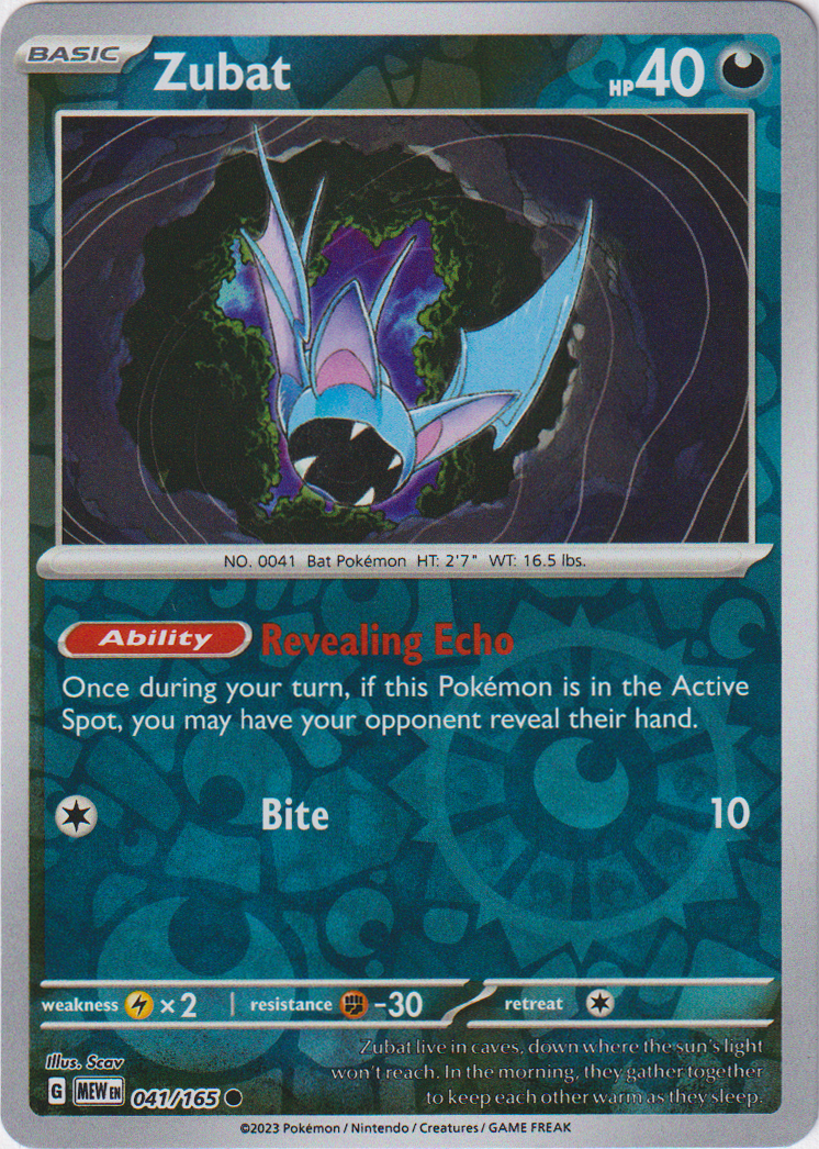 041/165 Zubat Common Reverse Holo Scarlet & Violet 151