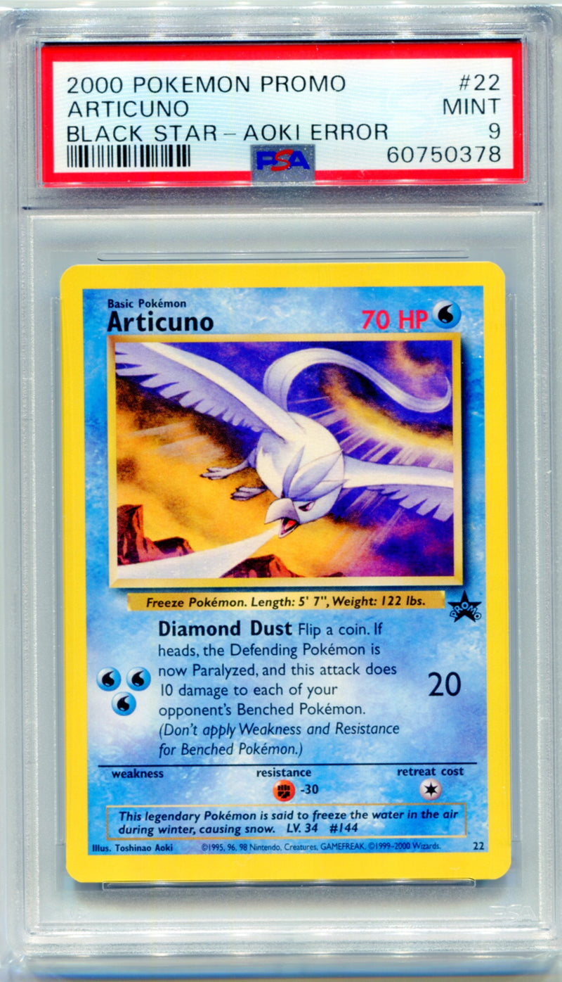 PSA 9 Articuno - Black Star Aoki Error 22