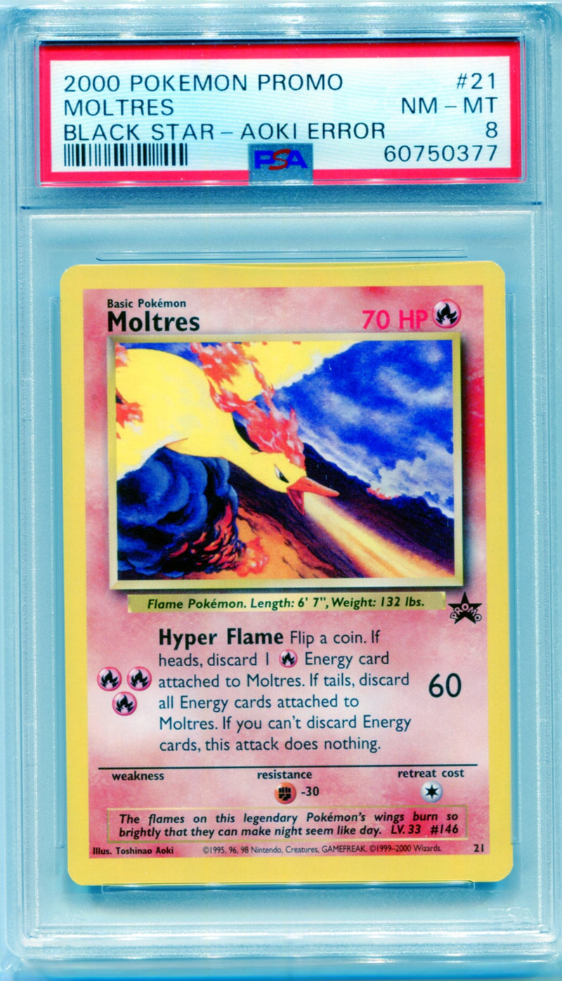 PSA 8 Moltres - Black Star Aoki Error 21