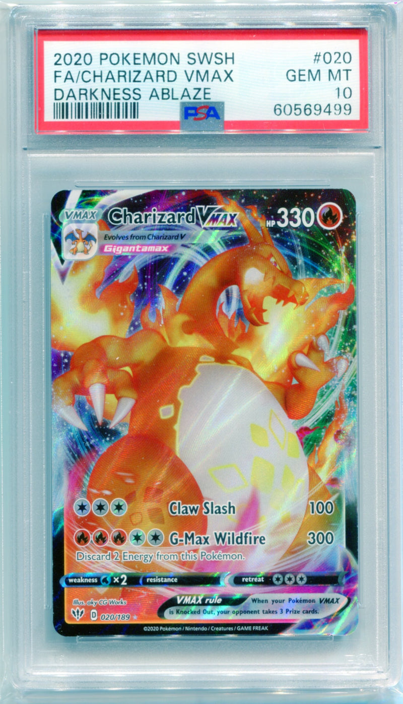 PSA 10 Charizard VMAX - Darkness Ablaze 020/189