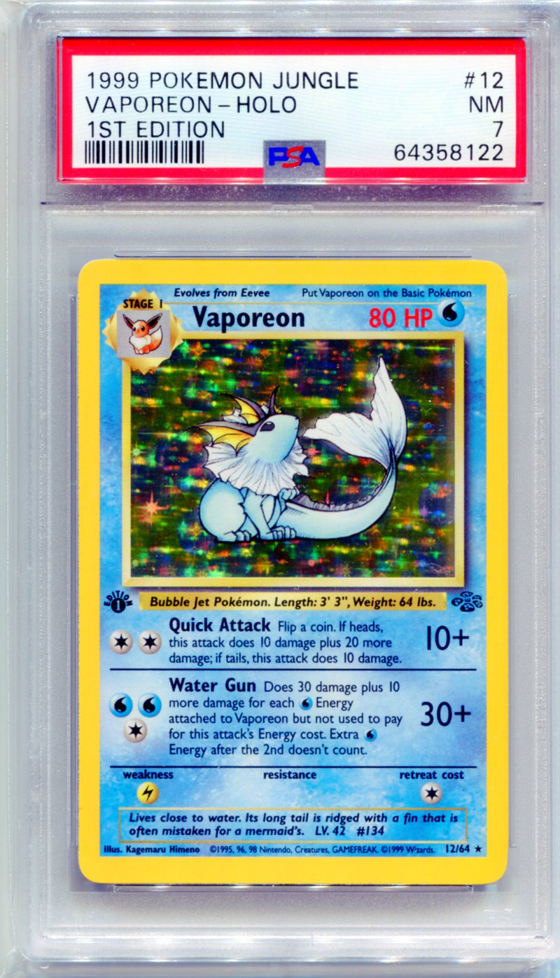 PSA 7 1st Edition Vaporeon Holo - Jungle 12/64