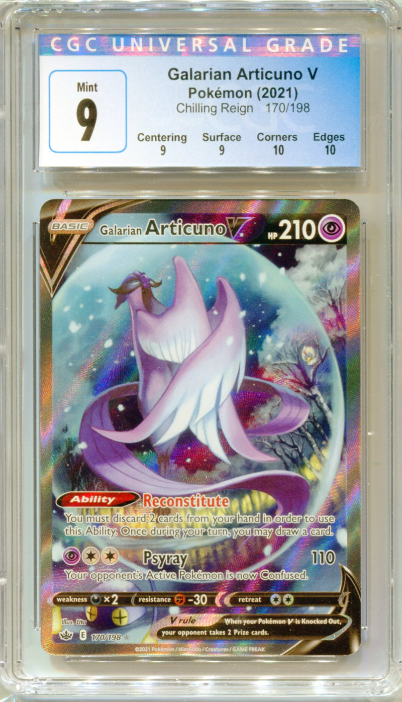 CGC 9 Galarian Articuno V Alternate Art - Chilling Reign 170/198