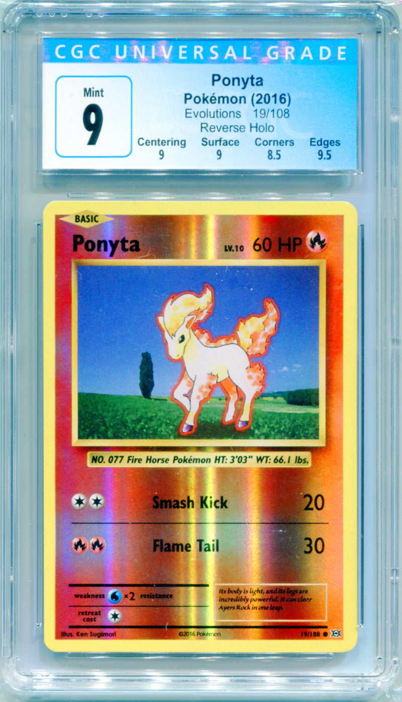 CGC 9 Ponyta Reverse Holo - Evolutions 19/108