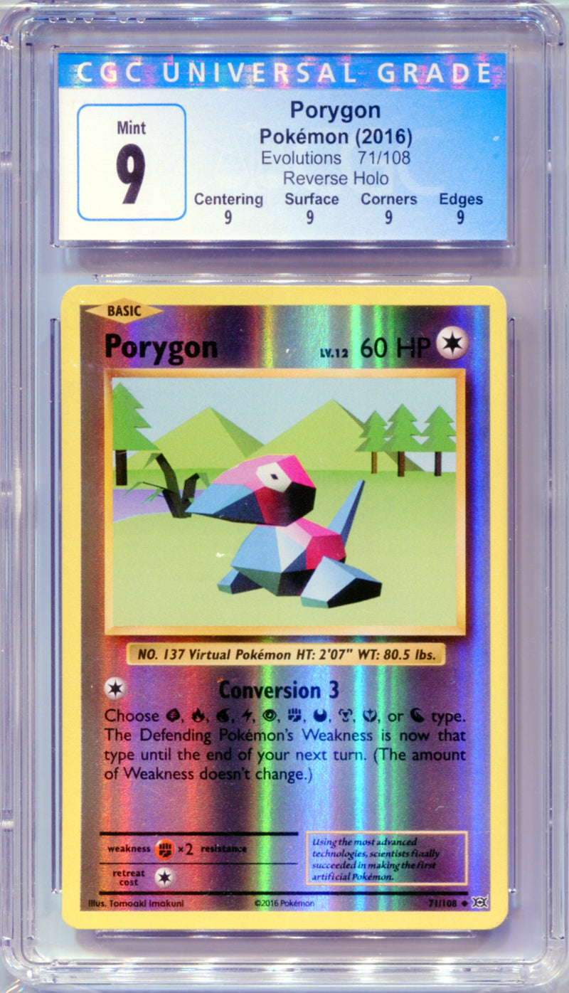 CGC 9 Porygon Reverse Holo - Evolutions 71/108