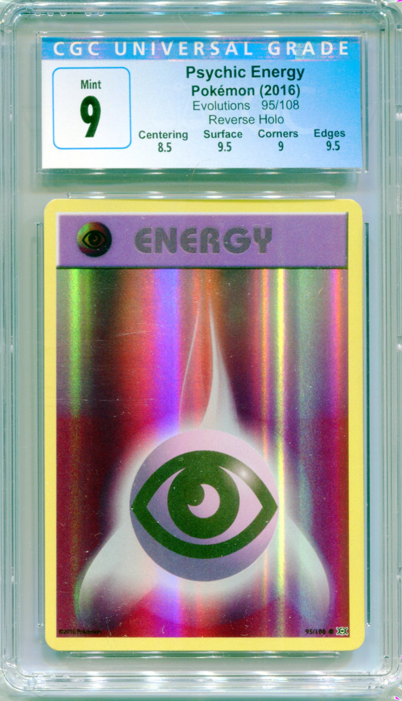 CGC 9 Psychic Energy Reverse Holo - Evolutions 95/108