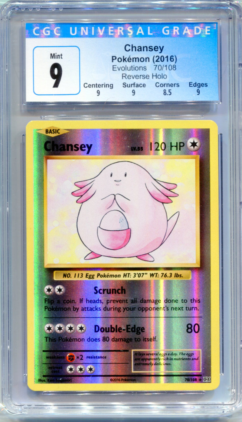 CGC 9 Chansey Reverse Holo - Evolutions 70/108