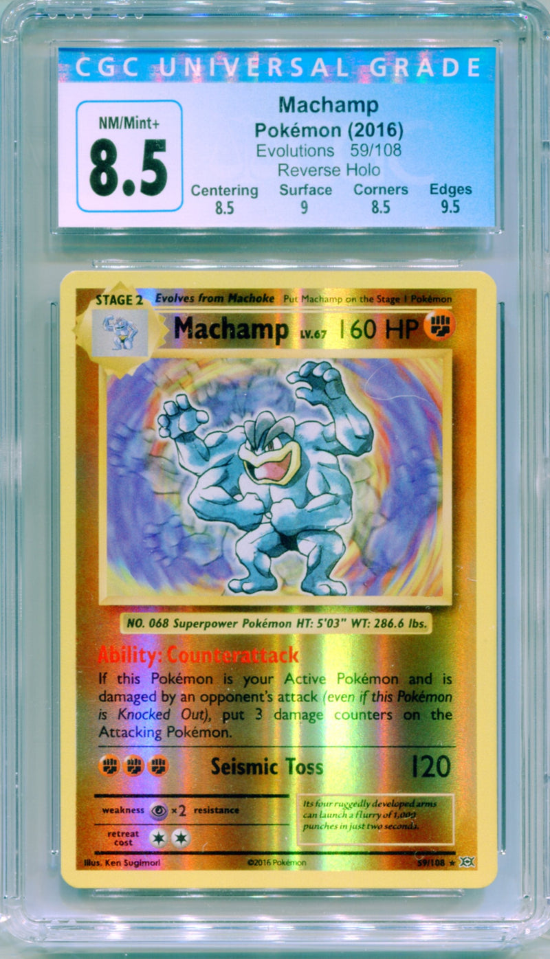 CGC 8.5 Machamp Reverse Holo - Evolutions 59/108