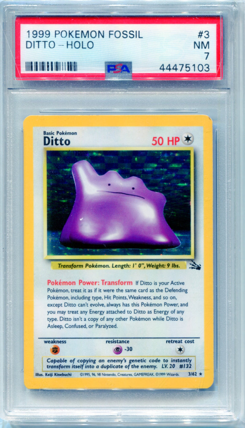 PSA 7 Ditto Holo - Fossil 3/62