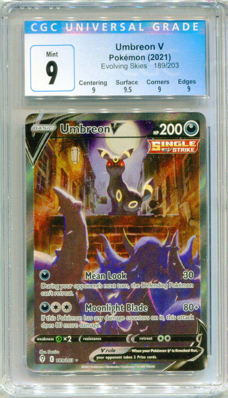 CGC 9 Umbreon V Alternate Art - Evolving Skies 189/203