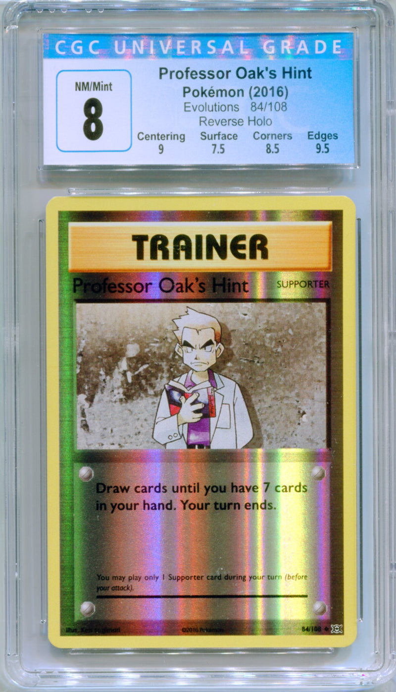 CGC 8 Professor Oak's Hint Reverse Holo - Evolutions 84/108