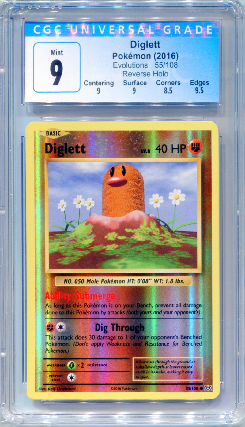 CGC 9 Diglett Reverse Holo - Evolutions 55/108