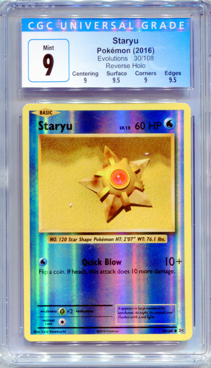 CGC 9 Staryu Reverse Holo - Evolutions 30/108