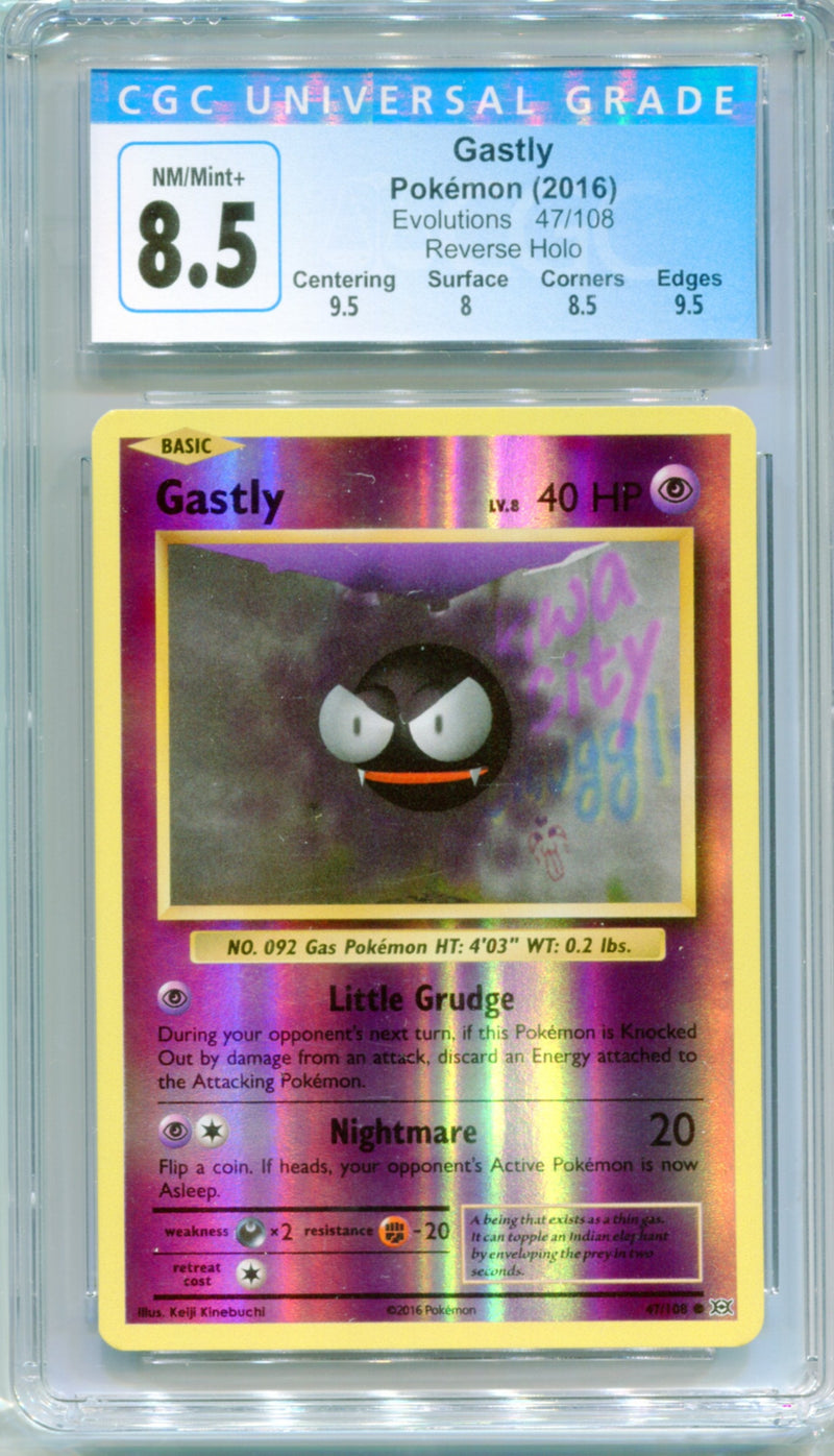 CGC 8.5 Gastly Reverse Holo - Evolutions 47/108