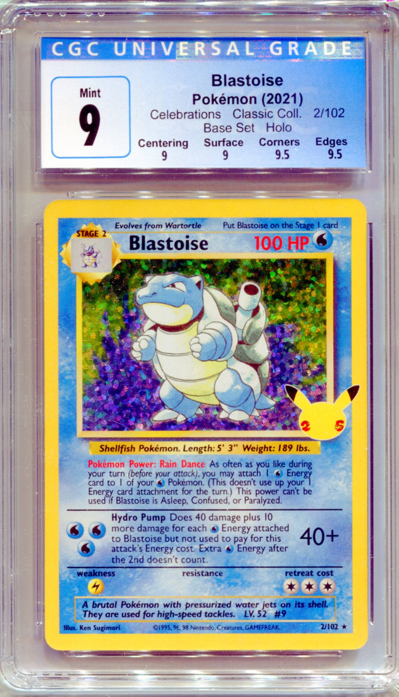 CGC 9 Blastoise Holo - Celebrations Classic Collection 2/102