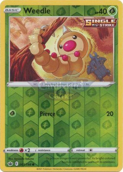 001/198 Weedle Common Reverse Holo Chilling Reign Single Card