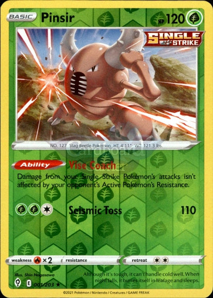 001/203 Pinsir Reverse Holo Evolving Skies Single Card