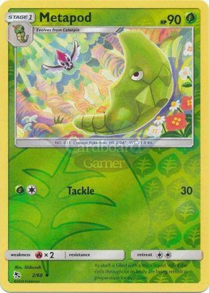 002/68 Metapod Uncommon Reverse Holo Hidden Fates Single Card