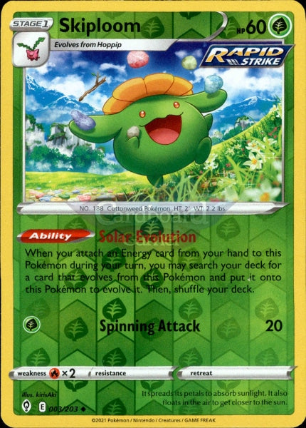 003/203 Skiploom Reverse Holo Evolving Skies Single Card