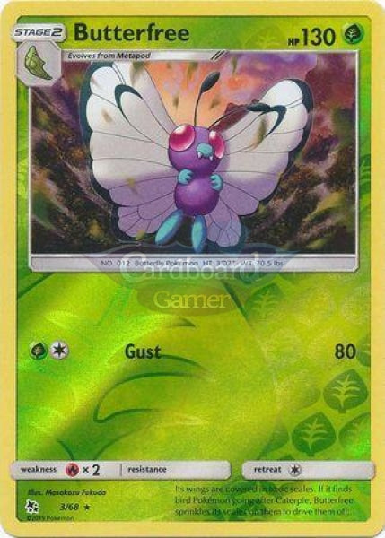 003/68 Butterfree Rare Reverse Holo Hidden Fates Single Card