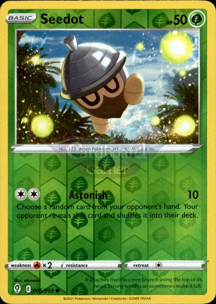 005/203 Seedot Reverse Holo Evolving Skies Single Card