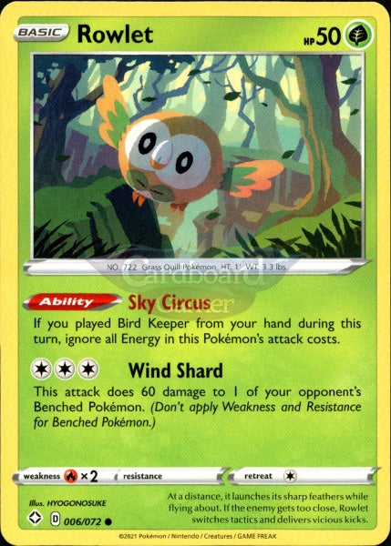 006/072 Rowlet Common Shining Fates Single Card